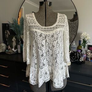 Free People Ivory Lace Top